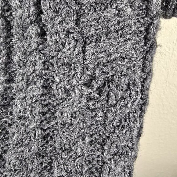 Aran Crafts Ireland 100% Merino Wool Hooded Long Cardigan Sweater XS Gray Cable - Picture 4 of 8